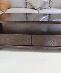 Bàn trà chữ nhật mặt kính gỗ sồi BT28