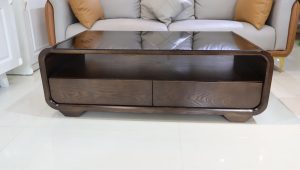 Bàn trà chữ nhật mặt kính gỗ sồi BT28