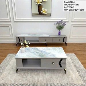 Bàn trà chữ nhật nhập khẩu mặt đá Ceramic KT 60x1m2 BN25