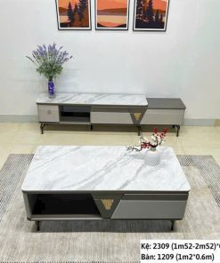 Bàn trà chữ nhật nhập khẩu mặt đá Ceramic KT 60x1m2 BN26