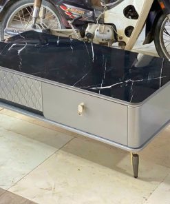 Bàn trà chữ nhật mặt đá Ceramic BT24 đá đen bóng tia sét