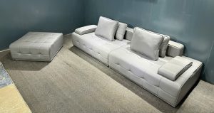 Sofa bọc da cao cấp SF56 kết hợp đôn 80x80cm