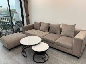 Sofa chữ I bọc nỉ SF32 kết hợp đôn 60x80cm