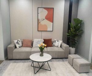 Sofa chữ I bọc nỉ SF33 kết hợp 2 đôn vuông 35x35cm